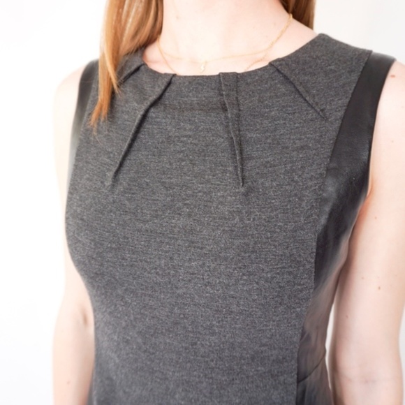 NYDJ Charcoal Pencil Sheath Dress Leather Trim NWT - Picture 5 of 7